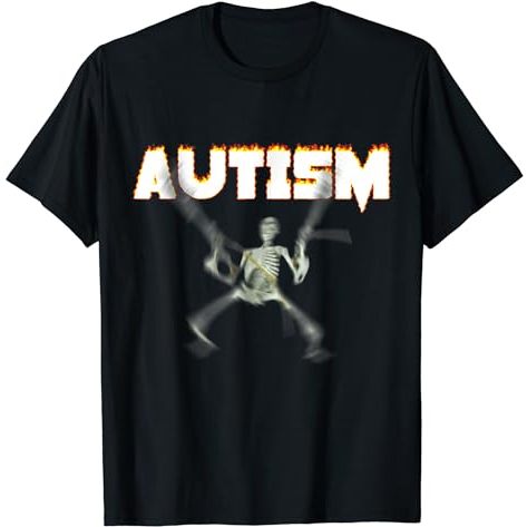Baju Kaos Dewasa Autism Skeleton Meme T-Shirt  Pakaian Fashion Atasan Distro Remaja Laki Wanita Cewe