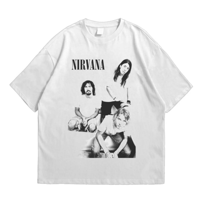 Baju Kaos Oversized Pull&Bear Nirvana T-shirt Vintage Band