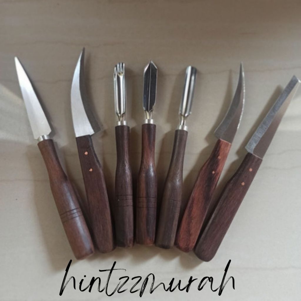 Pisau garnish carving ukir buah sayur isi 7 / Pisau ukir buah buat masak tumpeng garnish / Pisau gar