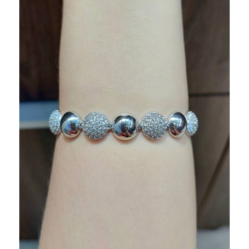 Gelang Rantai Emas Putih 17K Kadar 750 Fashion Zircon 20.05 Gram (RH81)