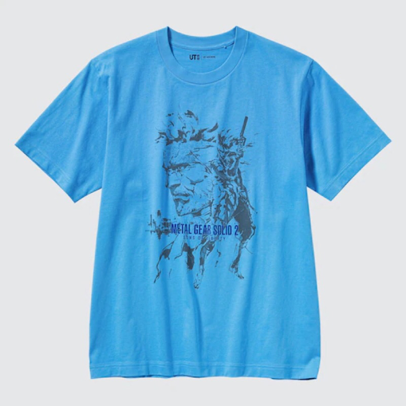 UNIQLO Men UT T-Shirt Kaos Pria Grafis Metal Gear Lengan Pendek Blue