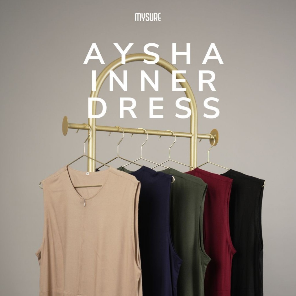 Mysure-Aysha Inner Dress Army-Maroon-Navy-Sand-Black Rayon Dalaman Gamis Tanpa Lengan Busui Nyaman A