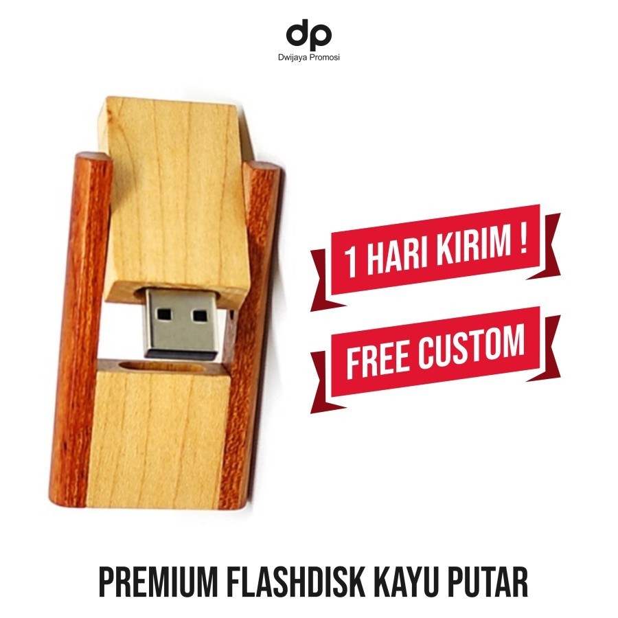 USB Flashdisk Kayu Putar Polos 4GB 8GB 16GB 32GB Souvenir Promosi