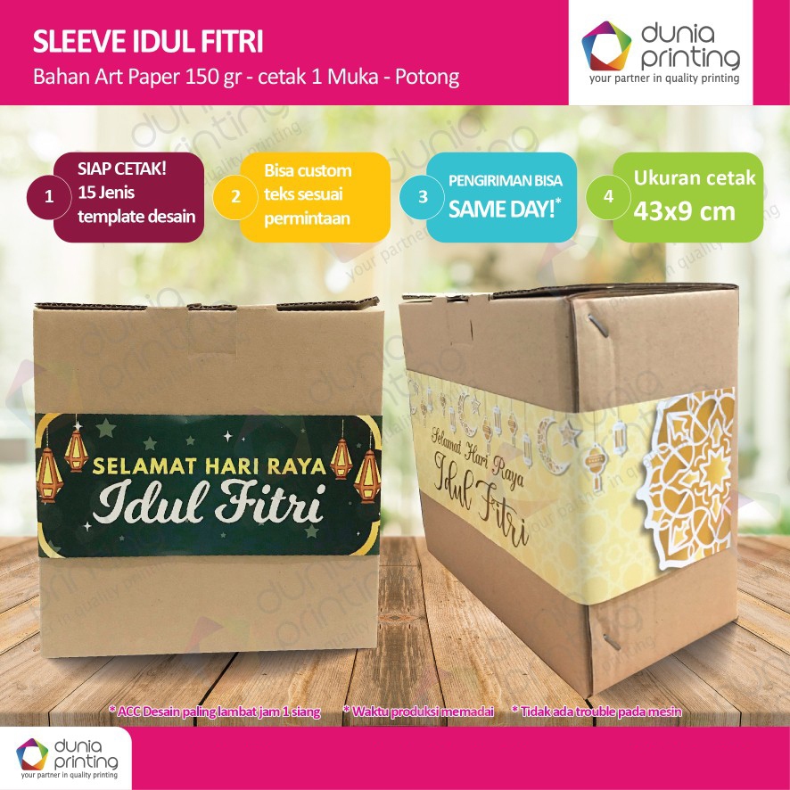 

Sleeve - Paper Belt IDUL FITRI Toples / Box kue /gift box , Sleeve Uk: 43 x 9 cm