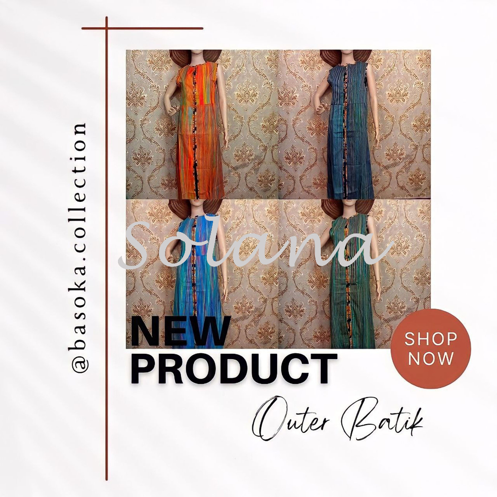 Solana 150901 Long Outer Tanpa Lengan Batik Super Tenun bahan Tenun Lapis Trikot Tailor Zipper Depan