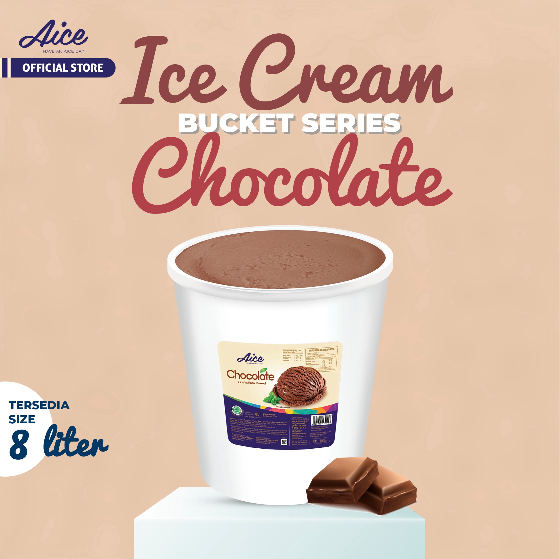 

DISKON AICE Chocolate Bucket 8 Liter Cokelat Ice Cream Es Krim Ember 8L Eskrim