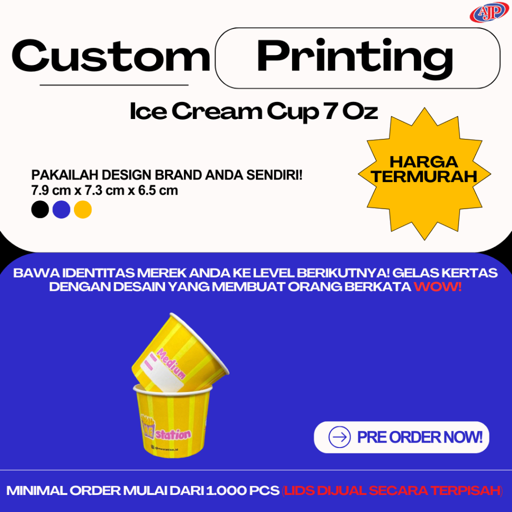 Custom Printing Cup Ice Cream 7 Oz