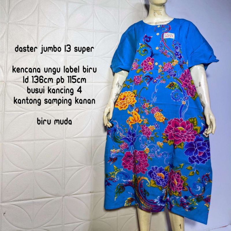 UIY COD Daster L3 Super Kencana ungu Asli Label Biru Ld.130-135 cm - Daster Ibu Menyusui Jumbo Baju