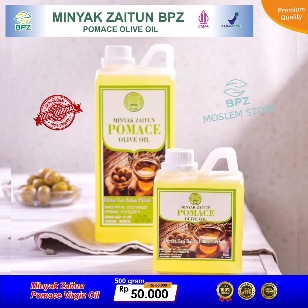 

Minyak Zaitun Pomace Olive Oil BPZ kemasan 500 gram