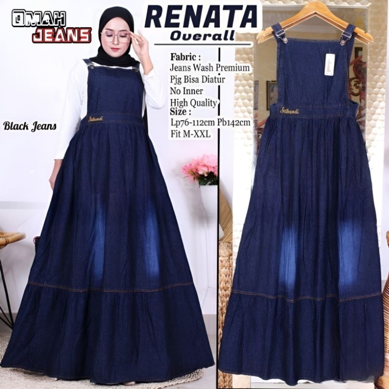 baju kodok 0veral jeans wash Maxi dewasa jumbo/Dress Pesta casual Mewah/overall muslim Wanita Remaja