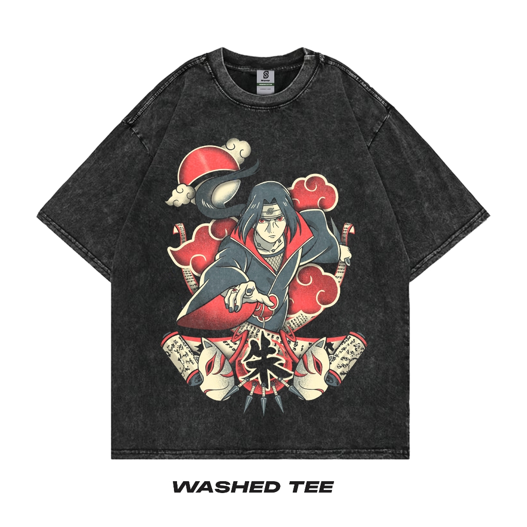 Itachi Uchiha Kaos Anime Naruto Oversize wash Tee