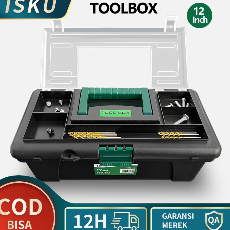 Pyd ISKU Tool Box Mini 12 Inch Kotak Perkakas Kecil Plastik Toolbox Kotak Perkakas Besi Tahan KaratK