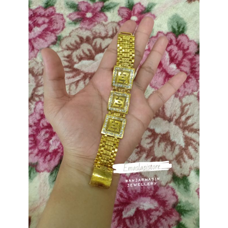 Gelang Jumbo Klasik Plat D_G Lapis Emas 999 Banjar