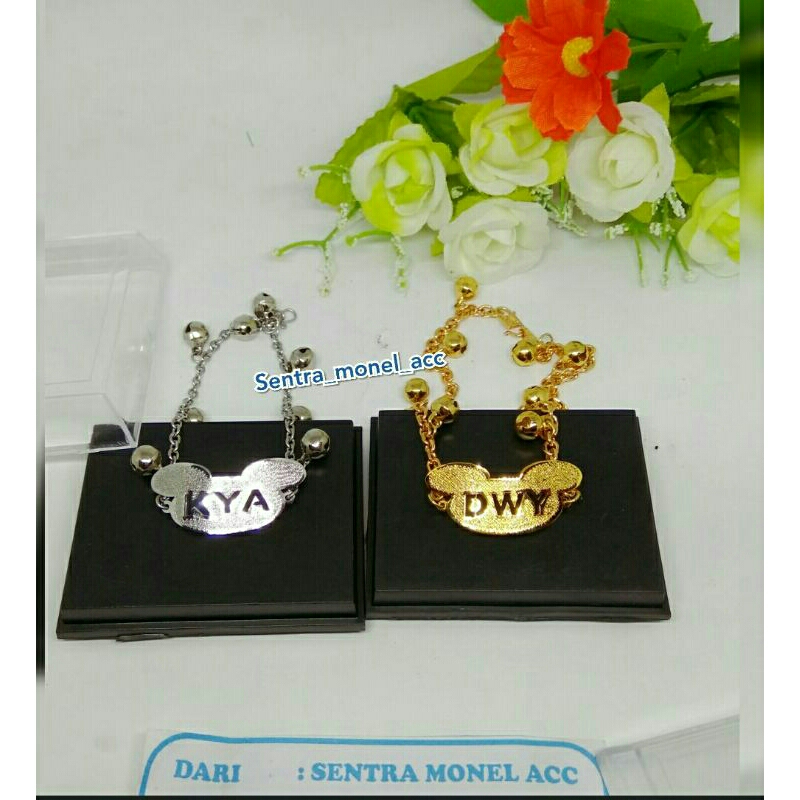 Gelang tangan titanium wanita titanium anti karat / gelang kaki anak nama minimalis / gelang pria / 