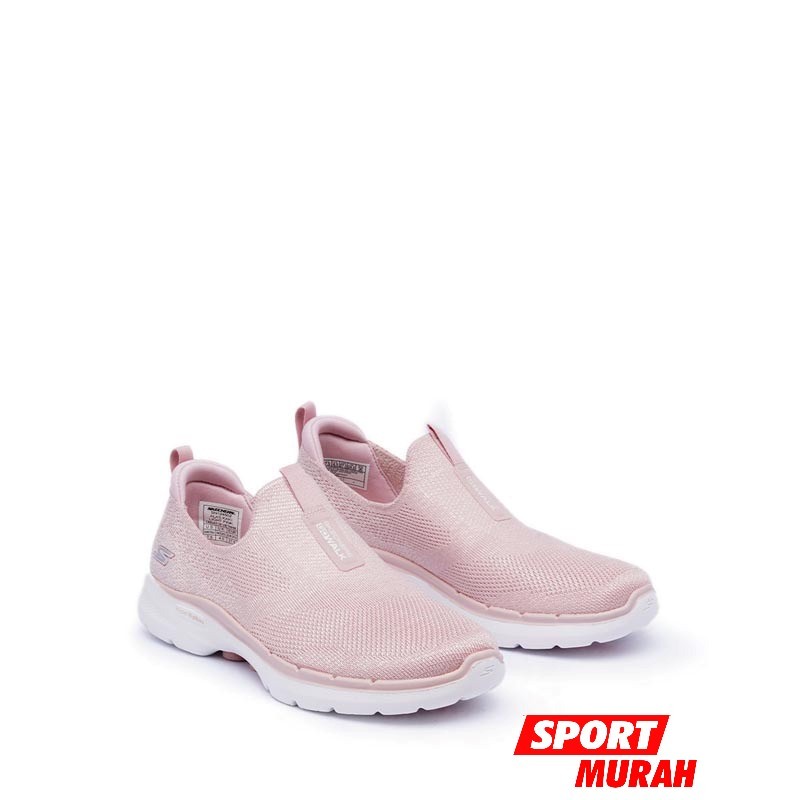 SEPATU RUNNING SKECHERS GO WALK 6 WOMEN SNEAKERS LIGHT PINK 24502L