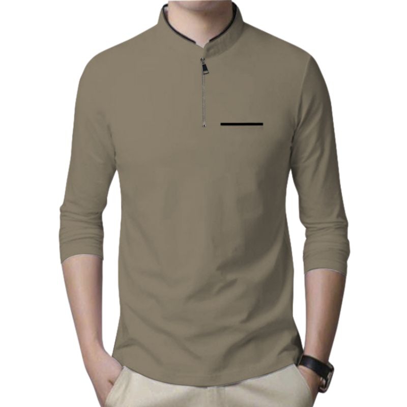 kaos kerah shanghai sleting saku lengan  panjang