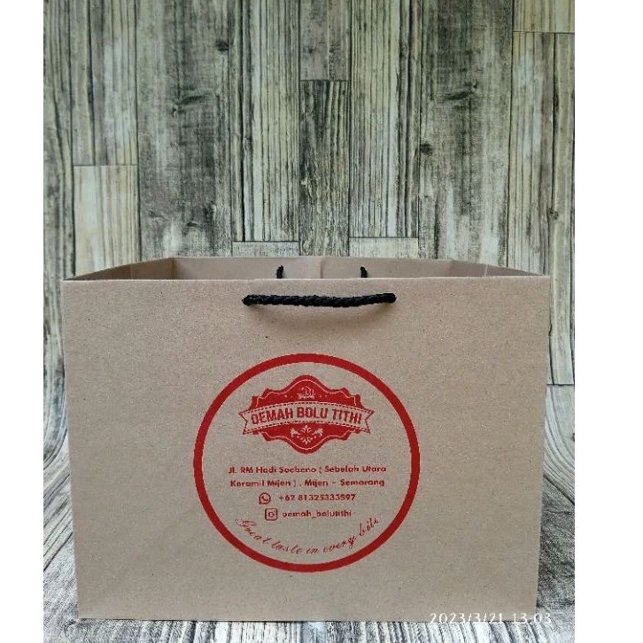 

paperbag custom kraft coklat 180gsm P27xL27xT27/20 free desain