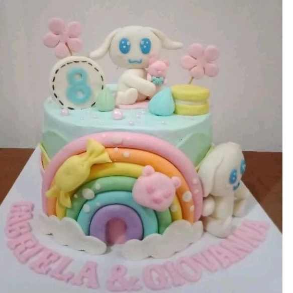 

Cinamo Roll Cake, Kuromi Cake, My Melody cake, Kue Ulang Tahun Tema Cinamoroll, My Melody, Kuromi Sanrio Cake0