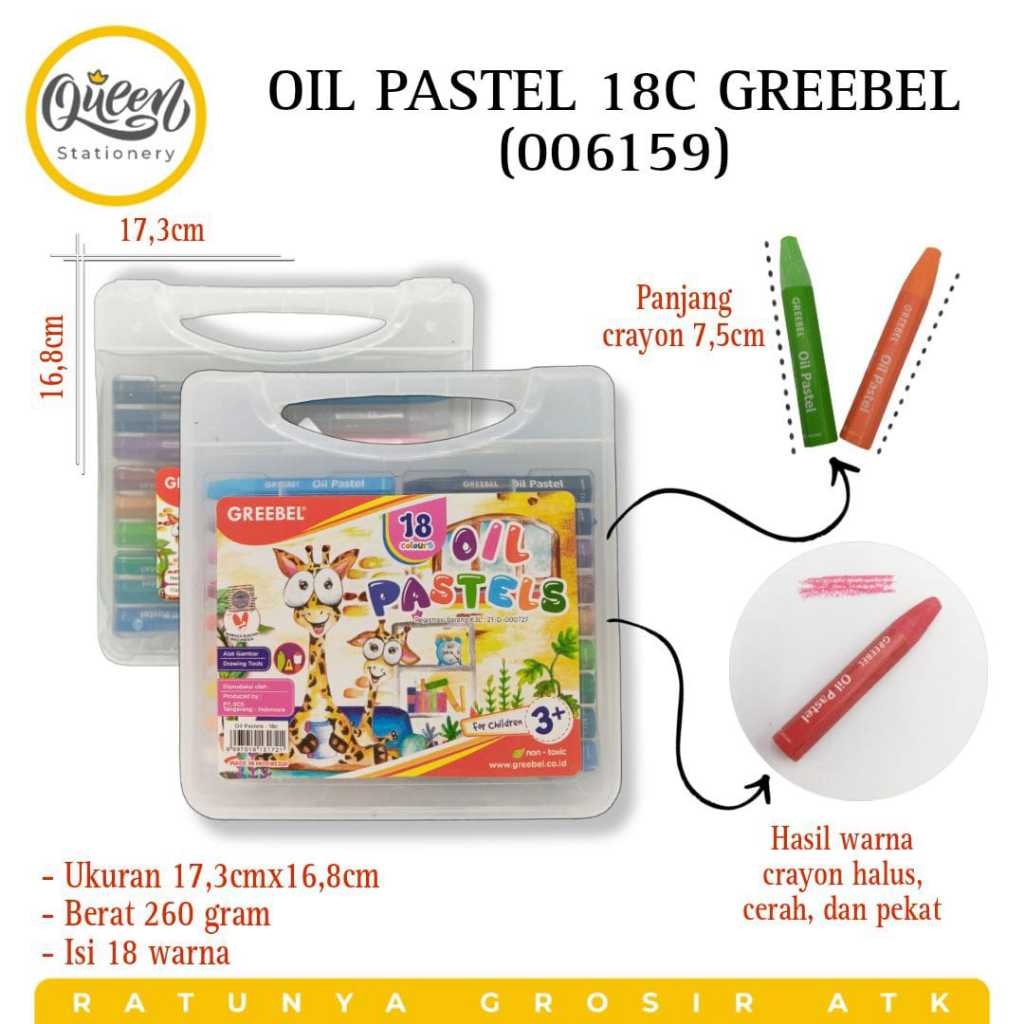 

1 SET (18 WARNA) OIL PASTEL 18C GREEBEL (006159) - KRAYON CRAYON ALAT MEWARNAI ISI 18 WARNA