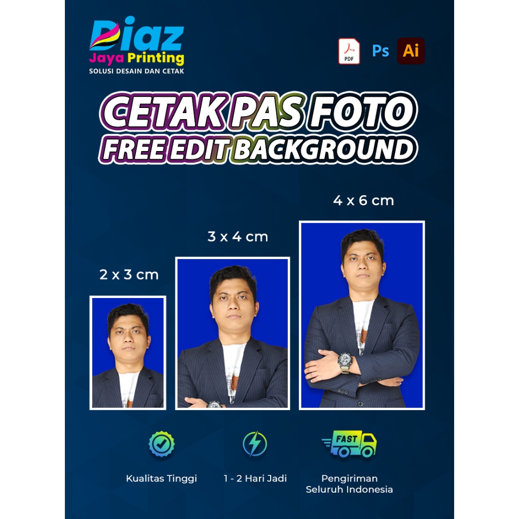 Cetak Pas Foto untuk Lamaran Kerja Kantor 4x6 3x4 2x3