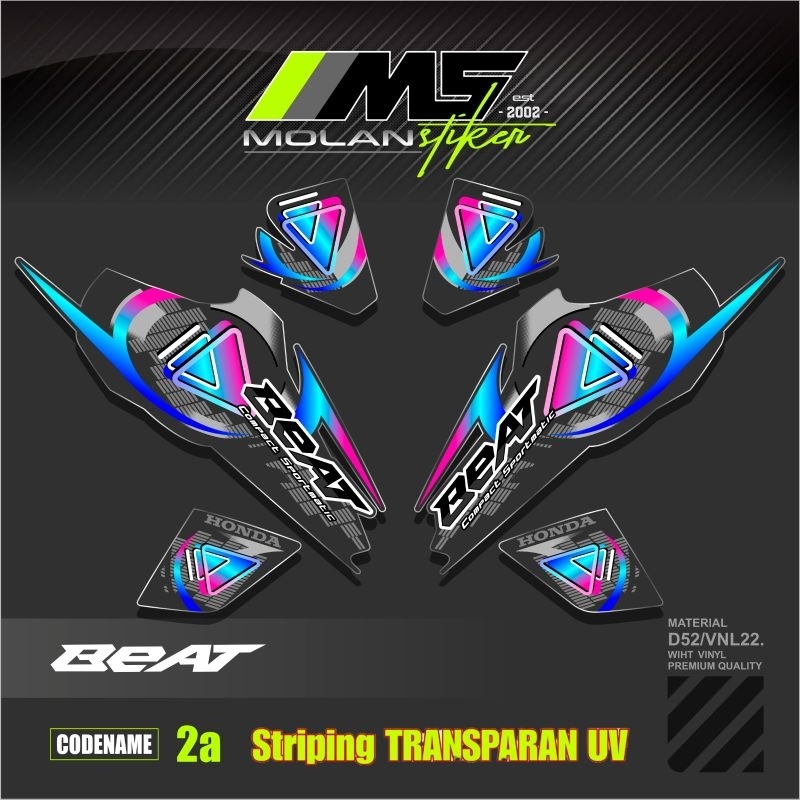 Decal Sticker Striping Variasi Transparan Uv Beat Karbu Motif Ori 2009/2010 Beat Carburator Transpar