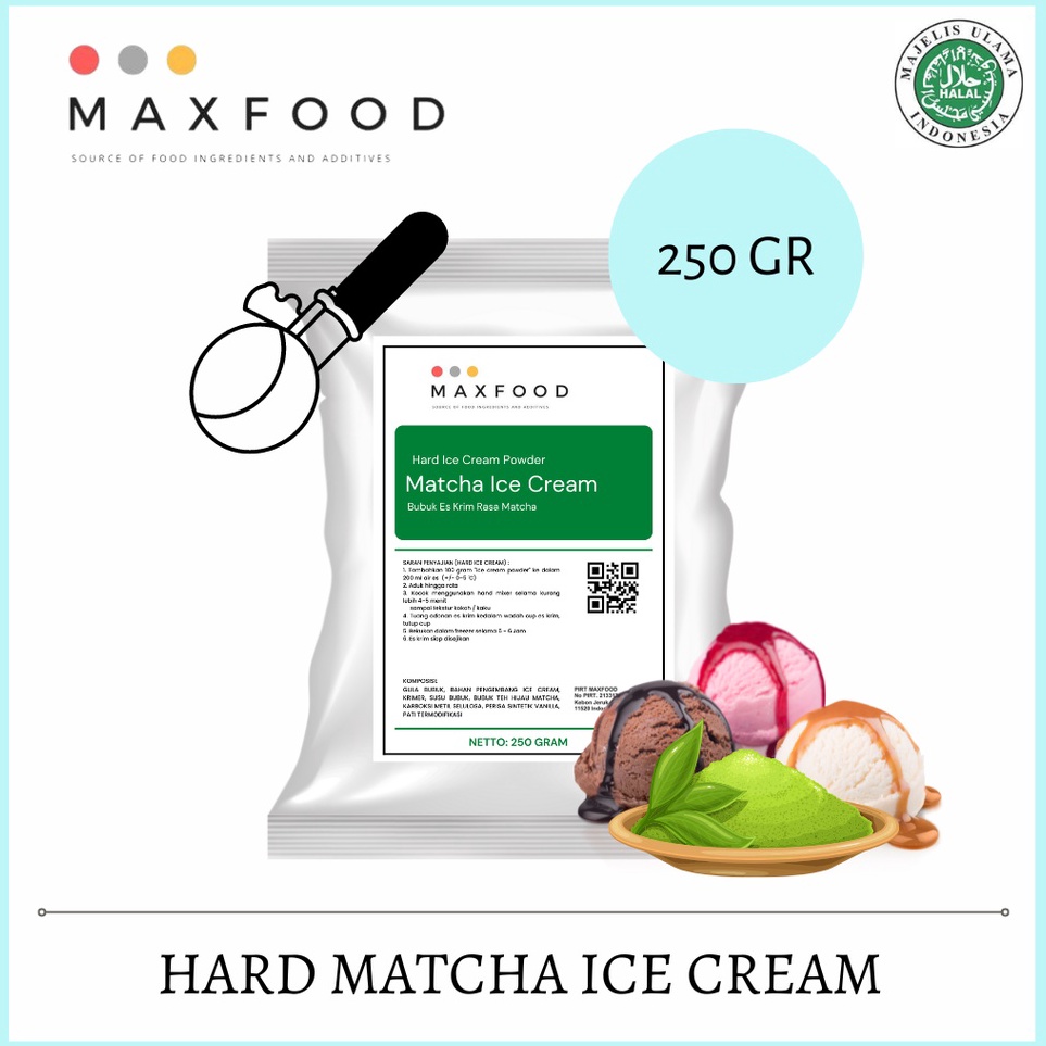 

RYBM8312 Penjualan TerbaikCOD MAXFOOD Hard Matcha Ice Cream Bubuk Es Krim Rasa Green Tea 25 Gr