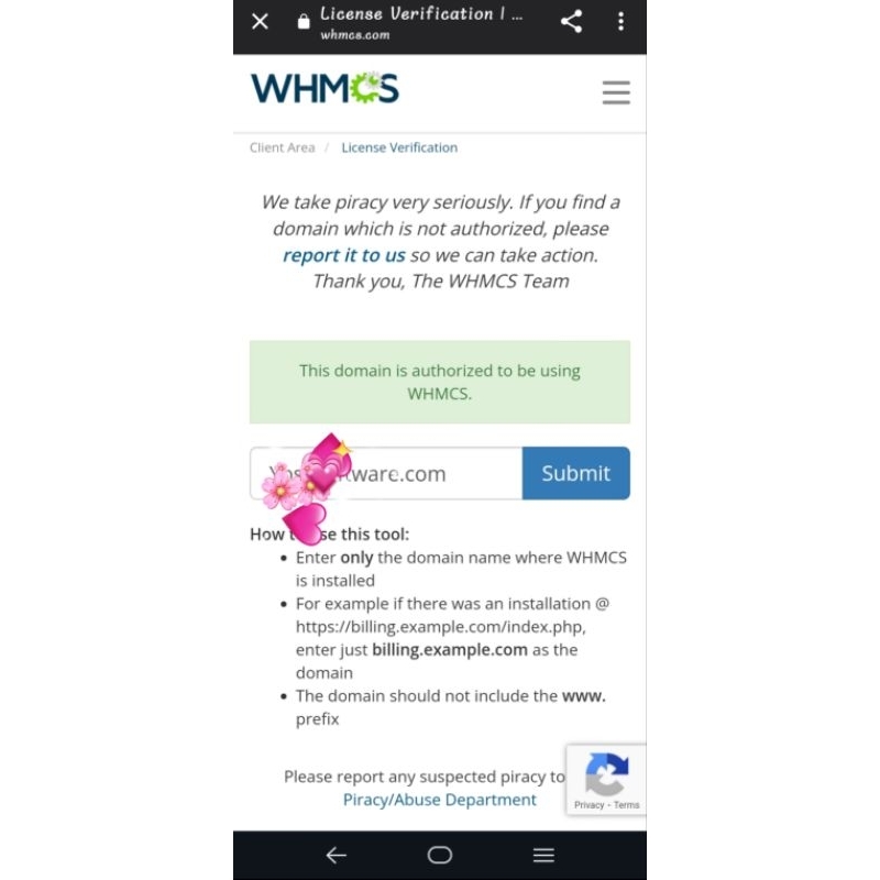 Whmcs Verification Lifetime one time payment