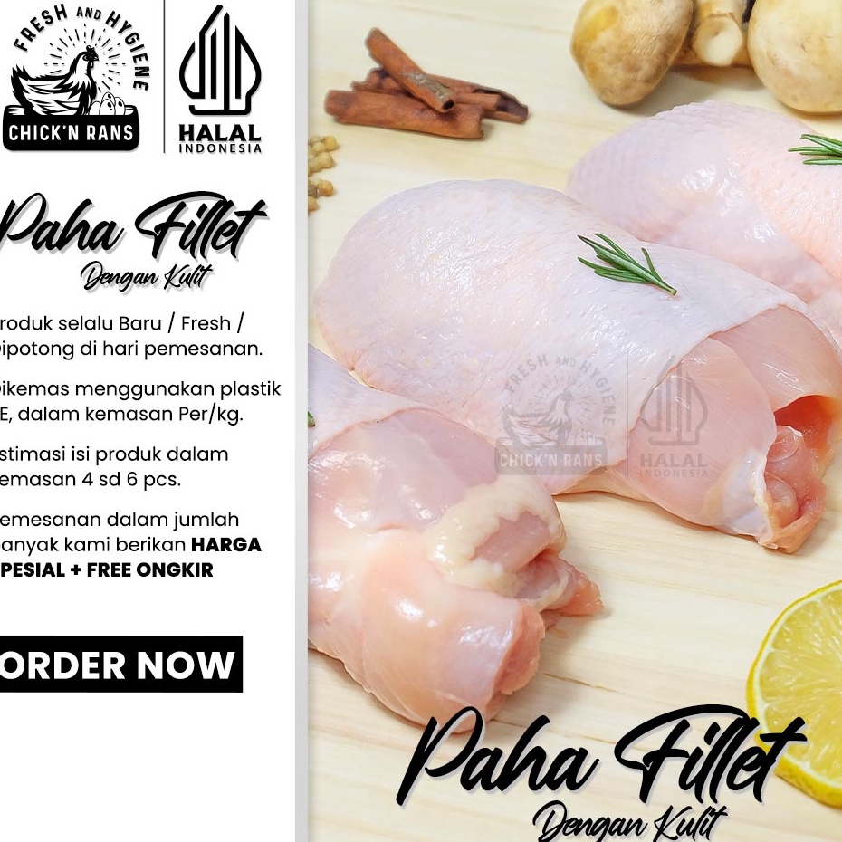 

DJLZ4267 PALING AMPUH Daging Ayam Paha Fillet Boneless Dengan Kulit 1kg