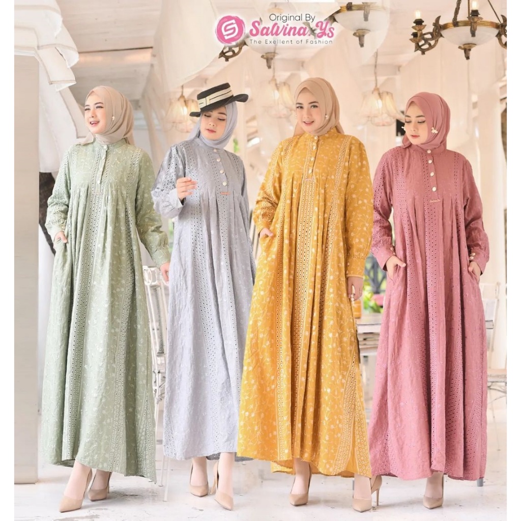 gamis katun bordir premium ori salvina ys