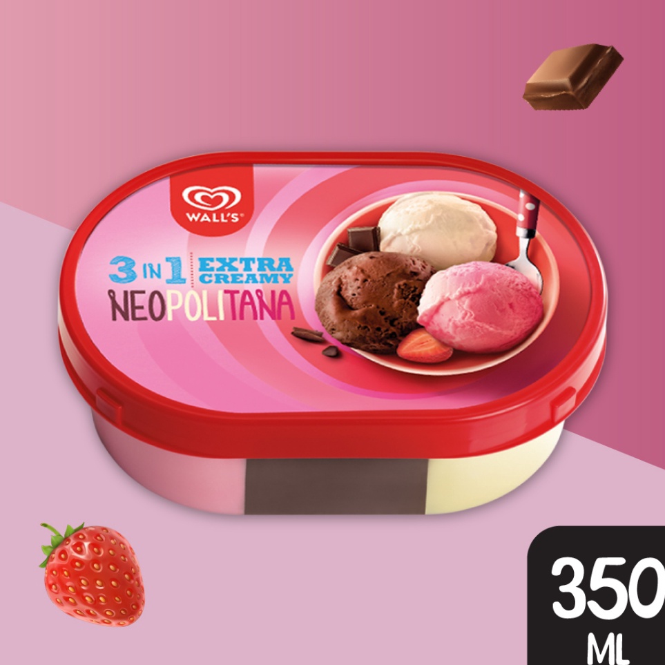 

LQGB1587 1111 Neopolitana Extra Creamy Ice Cream 35 ml Es Krim Walls