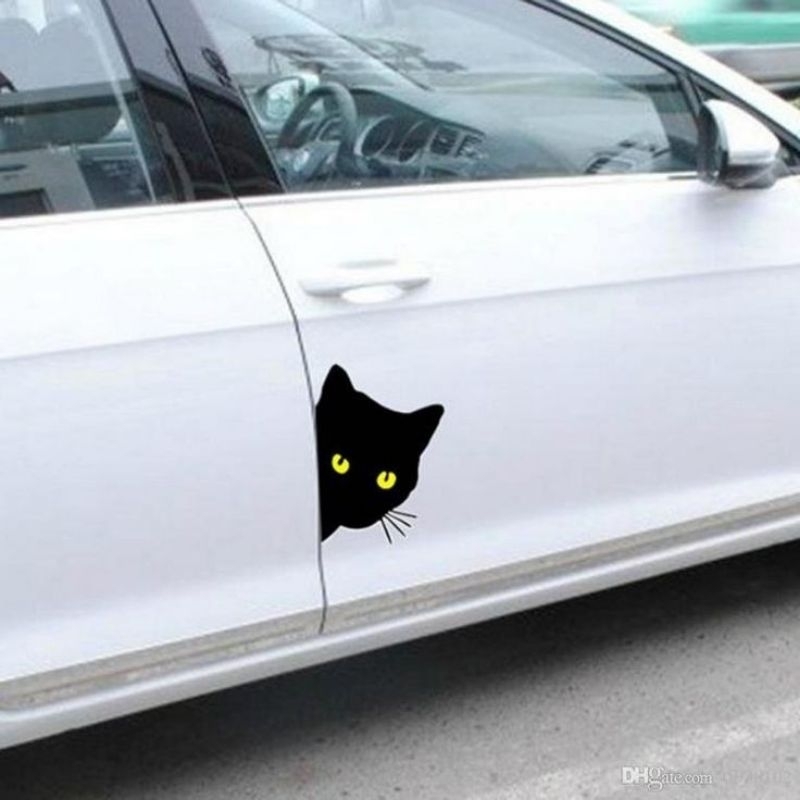 Sticker stiker pintu mobil kucing lucu ngintip