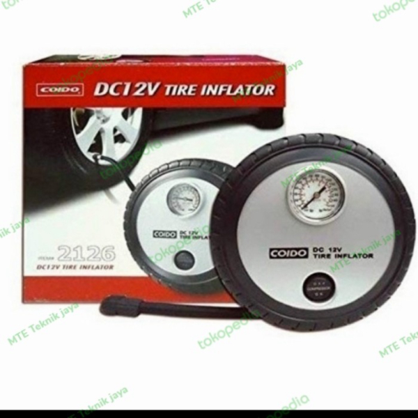 TERMURAH Pompa ban mobil portable 2126 COIDO 12V/TIRE INFLATOR-Silver Diskon