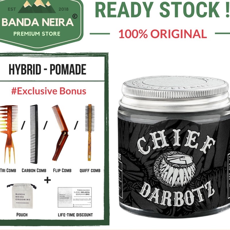 JKSD522 ORIGINAL CHIEF Darbotz Black Hybrid Pomade Strong Hold Matte Finish
