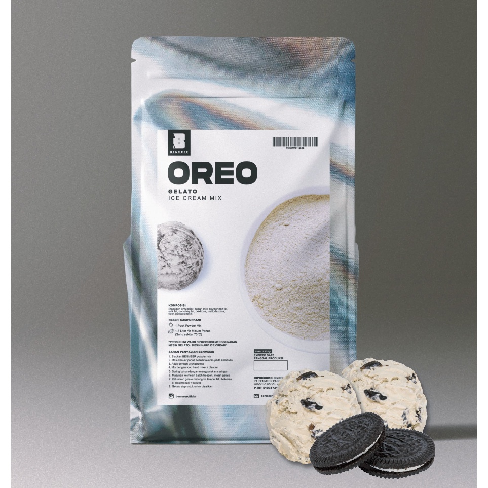 

HNKP561 DiSkon BENMEER Cookies n Cream Bubuk Powder Gelato dan Hard Ice Cream Italian Ice Cream Mix Instant