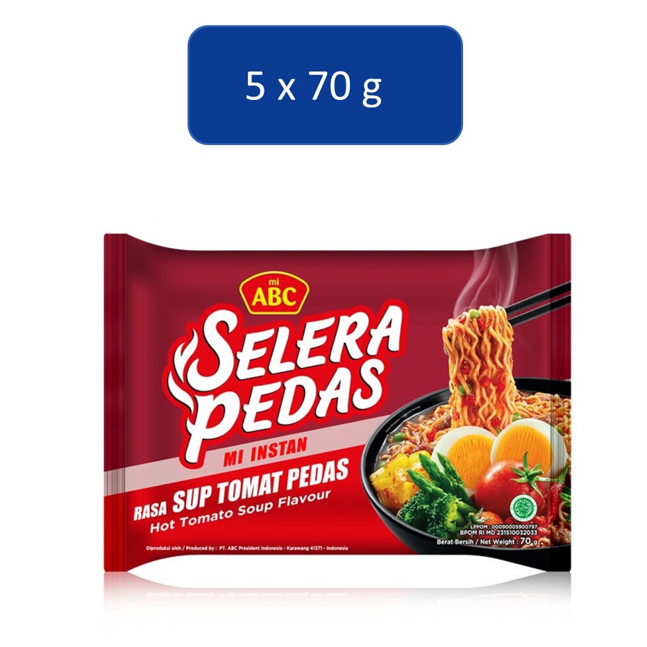 

DFJW7183 Free Ongkir ABC Selera Pedas Mi Instan Rasa Sup Tomat 5x7 gr