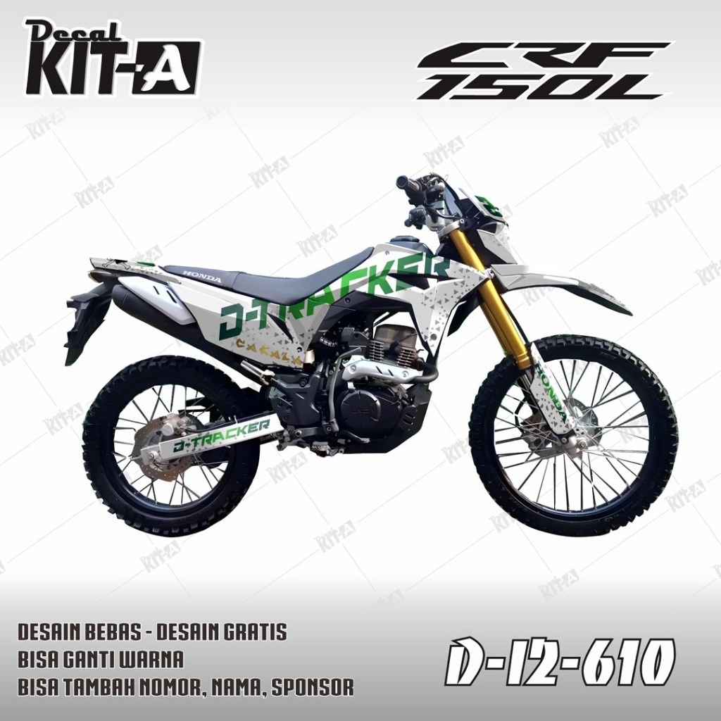 Decal Sticker CRF 150l custom design Motif Tekstur Segitiga Putih Hijau D-I2-610