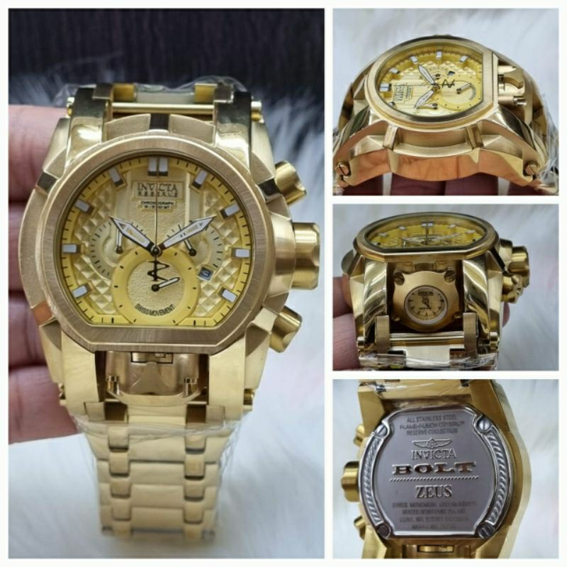 JAM TANGAN INVICTA CRONOGRAP SUPER PREMIUM GRADEN AAA - JAM TANGAN PRIA INVICTA SUPER MEWAH - GOLD