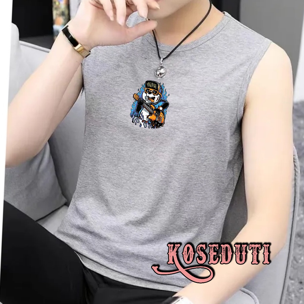 KAOS SINGLET PRIA DEWASA (Hats Playing Guitar) | SIZE M,L,XL,XXL | KOAS SANTAI PRIA | SINGLET PRIA T
