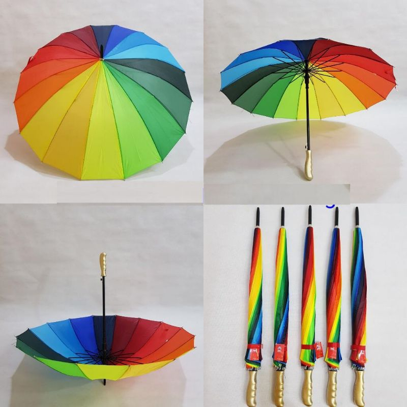 PAYUNG PELANGI 16 Jari UKURAN SEDANG 45cm Rainbow Umbrella SEDANG - Payung Golf SEDANG