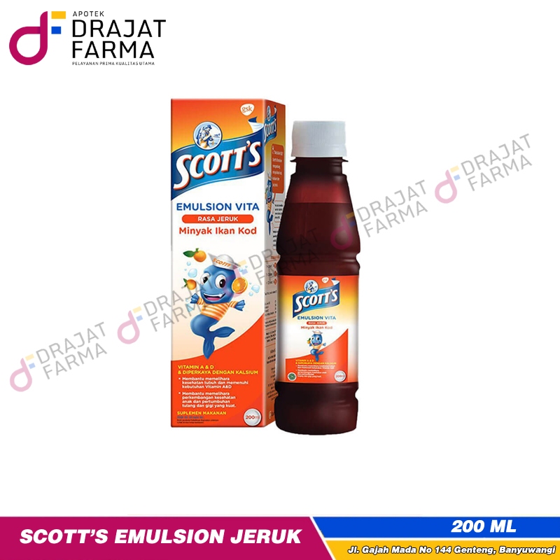 SCOTT'S EMULSION JERUK 200ML | VITAMIN DAYA INGAT | MINYAK IKAN | KESEHATAN OTAK ANAK |