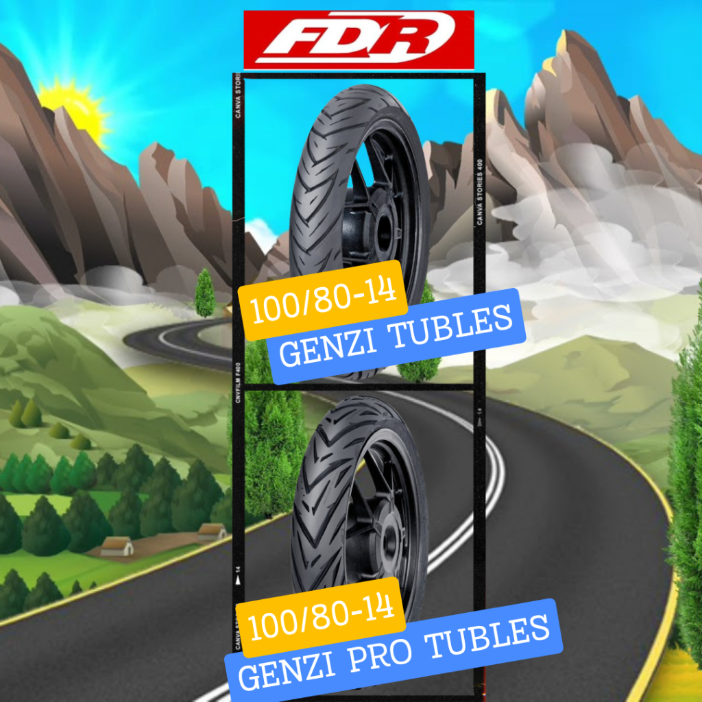 BAN LUAR 100/80-14 FDR GENZI DAN GENZI PRO TUBLES FDR ORIGINAL