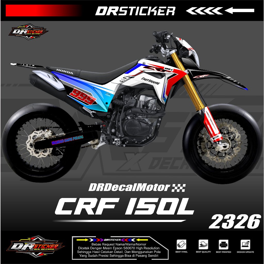 Decal Sticker Variasi Motor Honda CRF 150 L Stiker List Full Body Original Free Laminasi Satu Set Ka