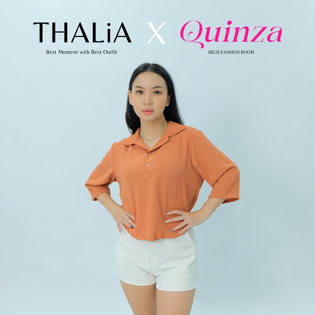 QUINZA - Alina Kemeja Crop Crinkle Airflow | Atasan Wanita Blouse