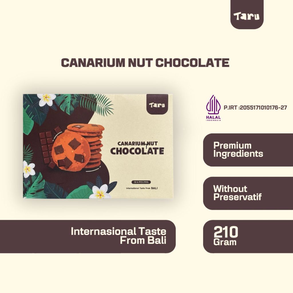 

TARU COOKIES - Canarium Nut Chocolate isi 6 pcs ( BIG COOKIES )