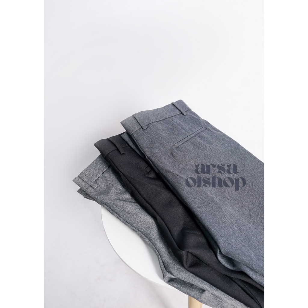 Ankle Pants Celana Kantor Pria Formal Slimfit Reguler Panjang Bahan Dasar Kain Woll Premium Jumbo Bi