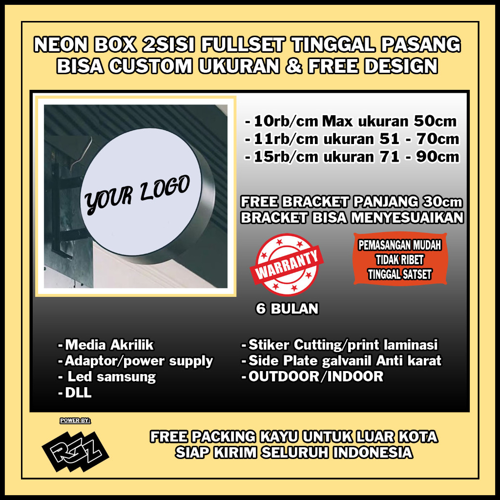 neon box bulat 2 sisi 2sisi