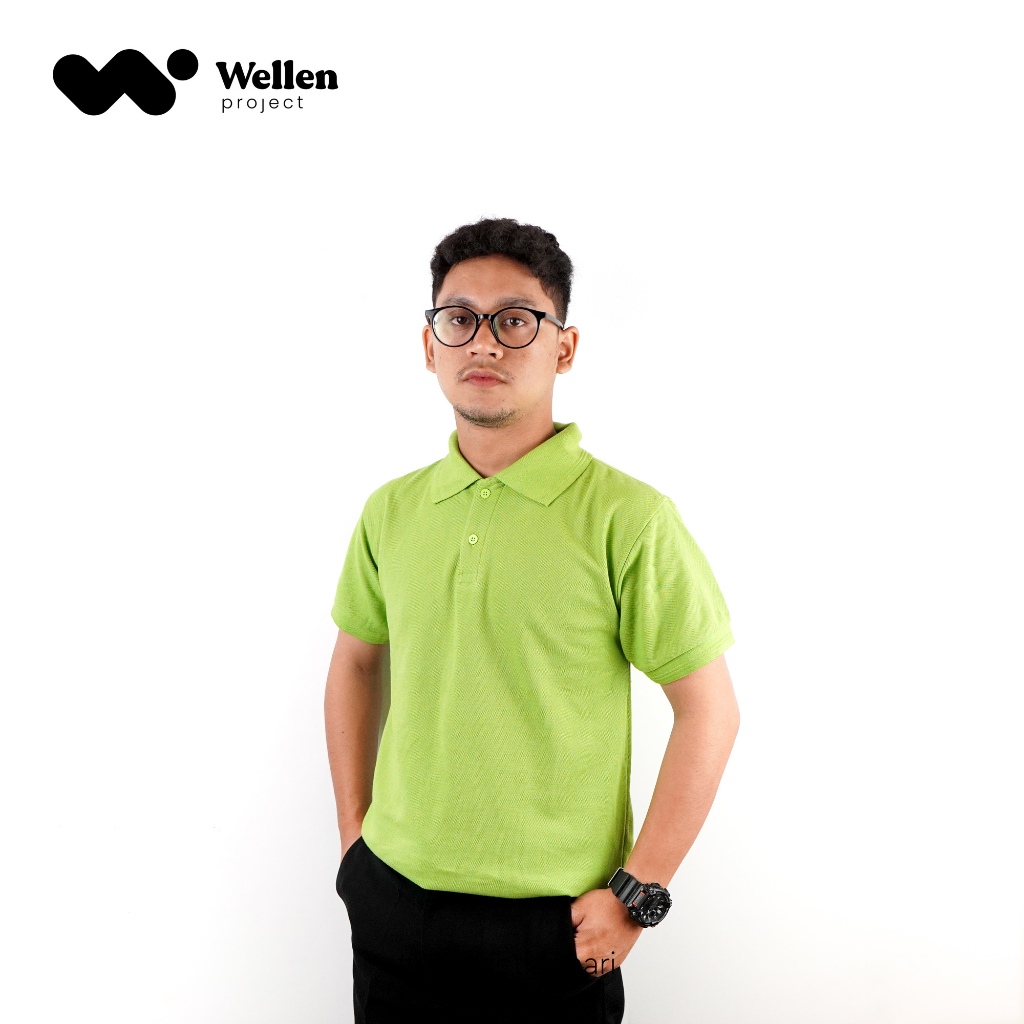 Wellen Project Kaos Polo Hijau Pandan Pollo Shirt Green Pria Kasual