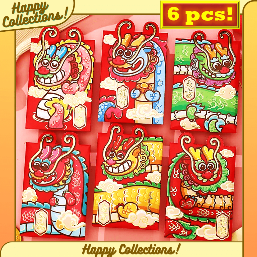 

HC - ANGPAO IMLEK MOTIF NAGA / ANGPAU PREMIUM 3D UNIK LUCU / AMPLOP MERAH KARTUN TAHUN NAGA (1 set 6pcs) - CL