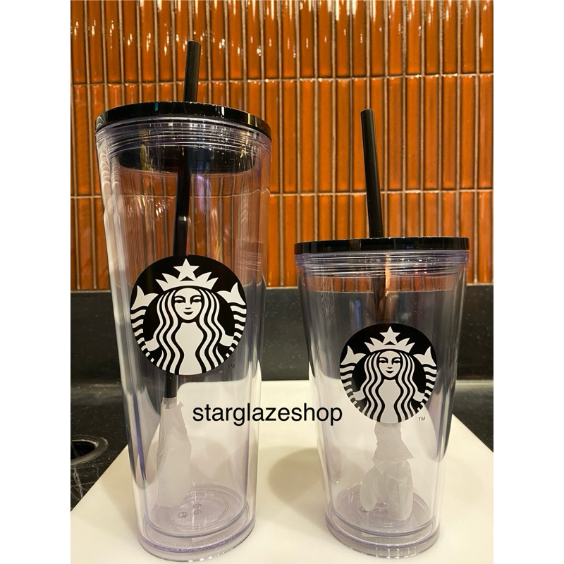 Tumbler Starbucks Cold Cup 16oz Double Wall Plastic Black Siren Core