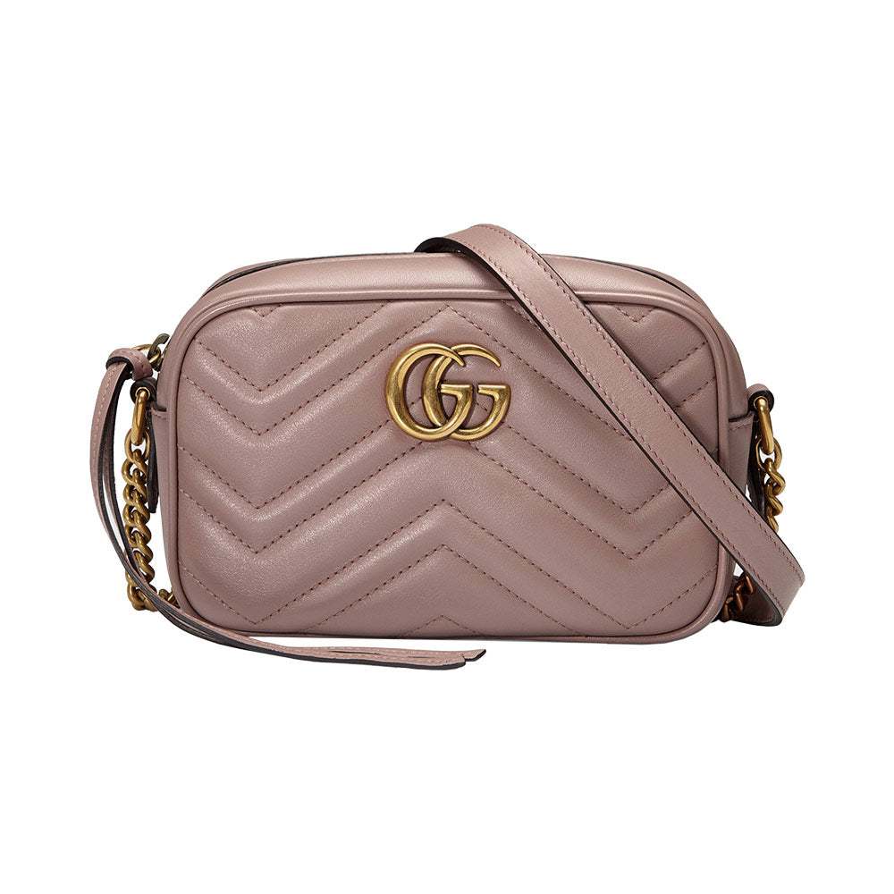 GG Marmont Mini Camera Bag Nude GHW (18 x 12 x 6)